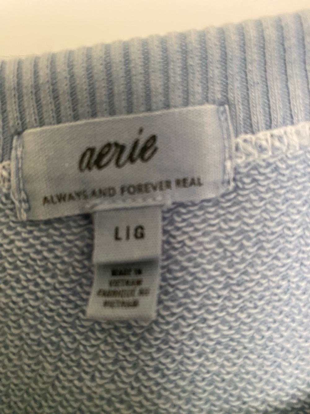 aerie Light Blue Crew neck Ribbed Knit Top with matching mini skirt NWOT - Picture 2 of 7